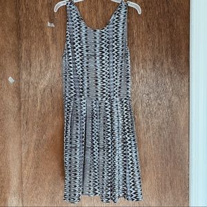 Joie Pleated Silk Dress in Black Geo Print